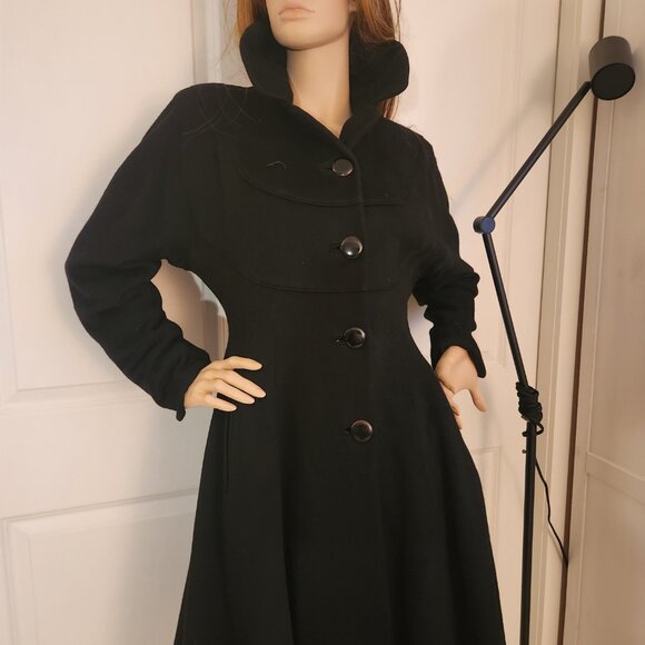 Vintage 1950's Wool Circle Trench Coat MCM Fully Lined Wonderful Preloved Condi… - Picture 3 of 17